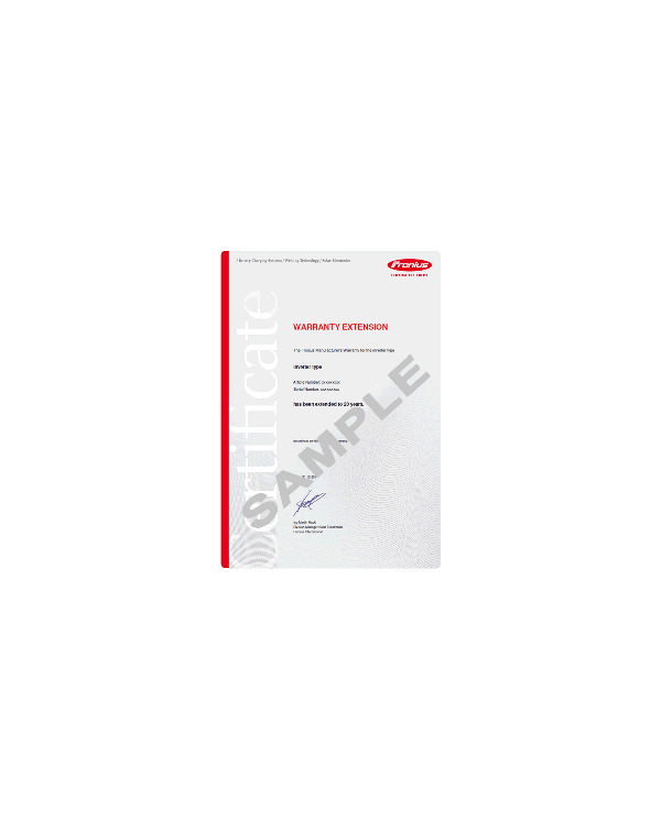 FRONIUS Warranty extension to 10 years