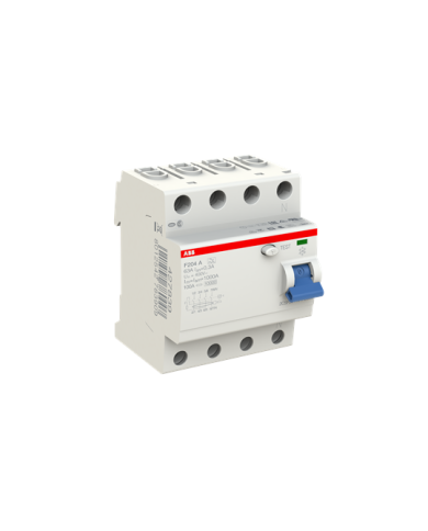 ABB F204A-63/0,3 FI Circuit breaker, 63A/0,3mA, 4-Pole ABB F204A-63/0,3 FI Circuit breaker, 63A/0,3mA, 4-Pole