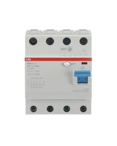 ABB F204 A-40/0,03 F204A-40/0,03 Residual-current device (RCD) 4P, Type A, 40A, 30mA 2CSF204101R1400 ABB F204 A-40/0,03 F204A-40/0,03 Residual-current device (RCD) 4P, Type A, 40A, 30mA 2CSF204101R1400