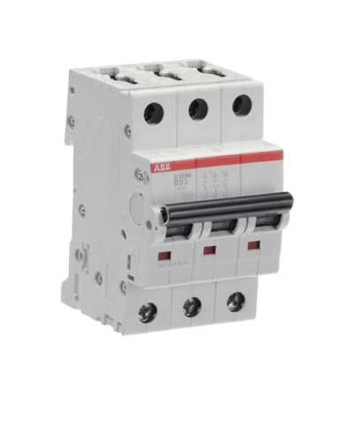ABB S200M MCB Miniature circuit breaker Type B, 3-pole 63A 440V, disconnecting capacity 10 kA System Pro M Compact ABB S200M MCB Miniature circuit breaker Type B, 3-pole 63A 440V, disconnecting capacity 10 kA System Pro M Compact