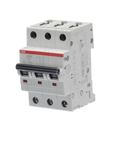 ABB S200M MCB Miniature circuit breaker Type B, 3-pole 63A 440V, disconnecting capacity 10 kA System Pro M Compact ABB S200M MCB Miniature circuit breaker Type B, 3-pole 63A 440V, disconnecting capacity 10 kA System Pro M Compact
