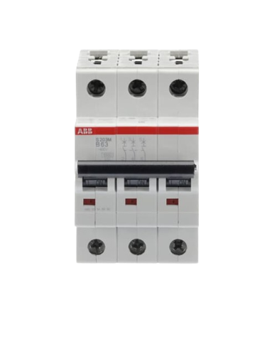 ABB S200M MCB Miniature circuit breaker Type B, 3-pole 63A 440V, disconnecting capacity 10 kA System Pro M Compact ABB S200M MCB Miniature circuit breaker Type B, 3-pole 63A 440V, disconnecting capacity 10 kA System Pro M Compact