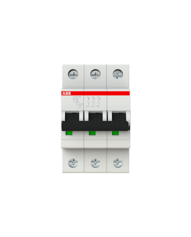 ABB S203M-B25 circuit breaker 3P 25A B-characteristic, 10 kA ABB S203M-B25 circuit breaker 3P 25A B-characteristic, 10 kA