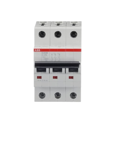 ABB S203M-C25 circuit breaker 3P 25A C-characteristic, 10 kA ABB S203M-C25 circuit breaker 3P 25A C-characteristic, 10 kA