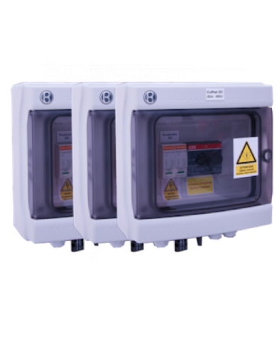 Pack of 3 DC 25A - 1000 VDC boxes for 3 MPPT inverters Pack of 3 DC 25A - 1000 VDC boxes for 3 MPPT inverters